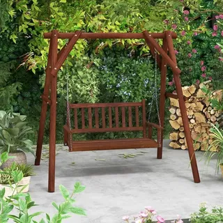 2-Sitzer-Verandaschaukel aus Massivholz, verstellbare Ketten, 230 kg Tragkraft