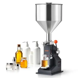 Vevor 5–100 ml Abfüllmaschine Manuell Flüssigkeitsabfüllmaschine aus lebensmittelechtem Edelstahl 304 Silikon PTFE Filling Machine Inkl. zwei Düsen 4 mm 8 mm ideal zum Abfüllen von Honig Öl Essenz