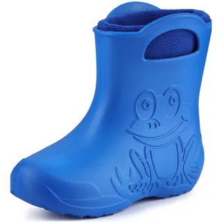 Ladeheid Eva Kinder Jungen Mädchen Gummistiefel Regenschuhe gefüttert LA-CA-03 (Blau/Marineblau, 34/35 EU)
