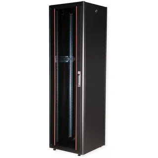 Roline 19-Zoll Netzwerkschrank Basic 42 HE, 600x600 BxT Glastür schwarz