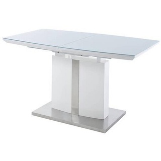 MCA Furniture Livetastic Esstisch weiß Metall, Glas, bootsförmig, Säule, 80x76x140-180 cm