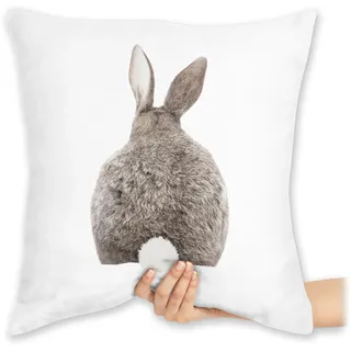 Kissen 40x40 Zierkissen - Ostern Hase I Hasen Oster Hasenmotiv I Osterhase - 40 x 40 cm - Weiß - osterhasen ostern￼ kissenhülle häschen kaninchen rabbit hasen-hintern hasi motiv ostergeschenk