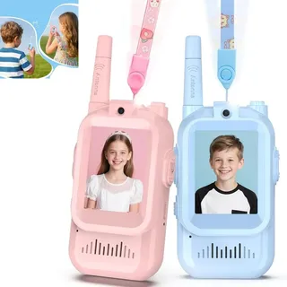 Video Walkie Talkie Kinder,2er Set Walky Talky Aufladbar,Spielzeug 3-12 Jahren Junge,5km Walki Talki für Abenteuer im Freien,Camping Wandern