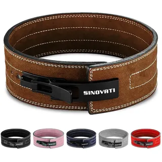 SINOVATI Premium Gewichthebergürtel KDK Gürtel aus Echtleder mit Schnalle, Weightlifting Lever Belt für Fitness Powerlifting Krafttraining Bodybuilding, Frauen und Männer (Braun, S)