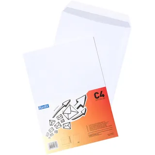 Bantex Versandtaschen C4 Weiß (50 Stück) - 229 x 324 mm Großbrief, 90 g/m2 Papier, Haftklebung mit Abziehstreifen, Briefumschläge ohne Fenster für A4 Dokumente (Folie)
