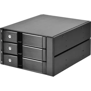 Silverstone SST-FS303-12G - 3 Bay Aluminium Trayless Hot Swap Mobile Rack Backplane with Fan and Loc, Externe Festplatte, Schwarz