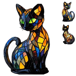 Lumicat Leuchtkatze, Eplia Glowkatze, Epila Glow Katze, Festberg Leuchtkatze, Katzenlampe Mosaik, Leuchtende Katze, Katzenlampe Tiffany, Glasmalerei, Katzen Lampe, Solymall,nachtlicht, Tiffany-A