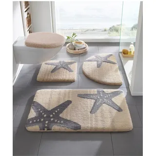 Badematte KLEINE WOLKE Gr. 6, beige (beige, grau), WC-Vorleger rechteckig WC-Deckelbezug (47cm x 50cm), 1 Stk., Badematten, Badematte