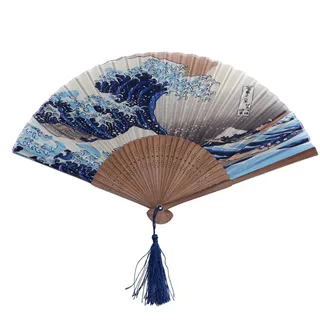 Japanische Handfächer, Kanagawa Sea Welle Fächer Taschenfächer Mit Box Geschenk Wanddekor Hochzeit Kostüm Theater Für Hochzeiten Party Oder