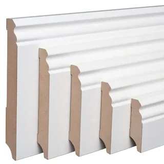 REESE Sockelleiste Weiß 60mm Höhe - Hamburger/Berliner Profil - Fußleiste aus MDF nicht selbstklebend