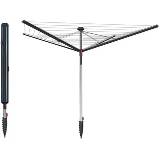 Vileda Sun-Rise Premium Wäschespinne -50 m Leinenlänge|Kompakte & stabile Wäschespinne für Garten & Terrasse|Patentiertes Spannsystem, wetterfest & platzsparend, Höhe 1,67–1,82 m | Comfort-Pack
