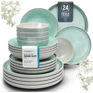 PURE LIVING INTERIOR DESIGN Pure Living Kombiservice 24-tlg. für 6 Personen türkis