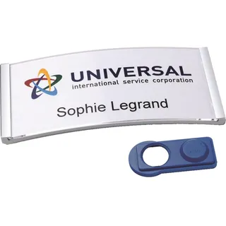 badgepoint Informationsschild, POL35MA66-5DR Namensschilder, 74 x 34 mm, metallfarben