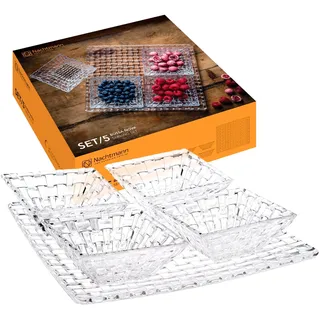 Nachtmann Bossa Nova Servierset 4 Schälchen und Glasplatte