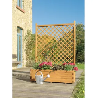 Mr. GARDENER Blumenkasten mit Rankgitter, BxH: 120 x 170 cm, honigbraun, Holz - beige