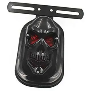 Motorrad Schädel Grabstein Heckbremse Rücklicht Signal Cruiser Chopper Touring Roller Offroad ATV Dual Sport Bike (Schwarz)