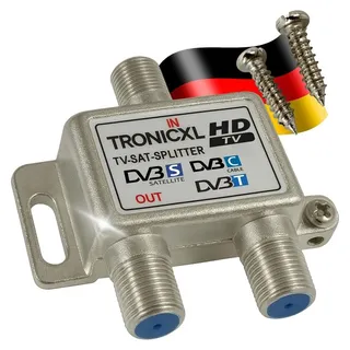 TronicXL 2-fach Sat Splitter DVBC Antennenverteiler Verteiler Weiche Splitter HD TV 4K