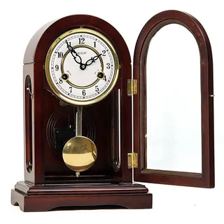Traditionelle Kaminuhr aus Holz mit Pendel, mechanische Tischuhr für Vintage-Heimdekoration, Wohnzimmer, Büro, ideales Einweihungsgeschenk oder Geburtstagsgeschenk, Glockenspiel jede Stunde