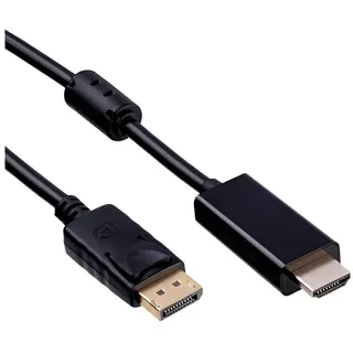 Akyga Anschlusskabel DisplayPort Stecker, HDMI-A Stecker 1.8m Schwarz AK-AV-05 HDMI-Kabel