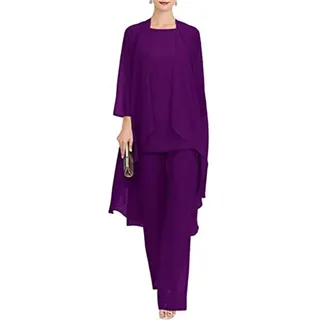 Godoboo Damen Hosenanzug Spitze Ärmellos Chiffon Set 3 Teiliges Set Spitze Chiffon Shirt Und Hohe Hosenanzug Dreiteilig Hosenanzug Cocktail Party Spitzen Vintage Lange Hose Abendanzug Outfit - 4XL