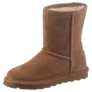 Bearpaw Winterboots BEARPAW "ELLE YOUTH", Mädchen, Gr. 33, braun (cognac), Nubukleder, Schuhe Winterboots, Winterstiefel, Schlupfstiefel zum Schlupfen