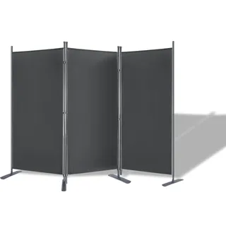 SUBTLETY 3 Teilig Paravent aus Polyestergewebe Raumteiler für Indoor und Outdoor Klappbar 275x180cmTrennwand mit Bodennägel Balkon Sichtschutz Raumtrenner für Garten Wohnzimmer Büro (Dunkelgrau)