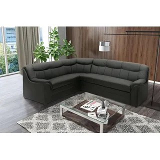 DOMO. collection Ecksofa Berlin, Zeitlose Eckcouch, 3 Sitzer rechts mit Schlaffunktion und Federkern-Polsterung, Sofa in L-Form, Couch, 205 x 250 x 89 cm, schwarz