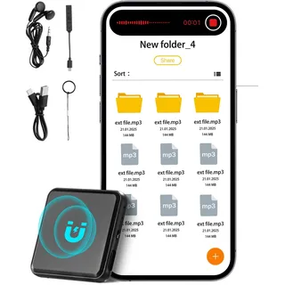 Vevor 128GB Magnetischer Voice Recorder, Mini, Diktiergerät Aufnahmegerät 10Std.
