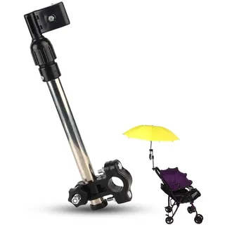 Cyrank Schirmhalter Rollstuhl Zubehör, Schirmhalter für Fahrrad, Regenschirmhalter Kinderwagen, Universal Verstellbarer Schirmhalter, Regenschirm Halterung Geeignet für die Montage an Runde Rohre