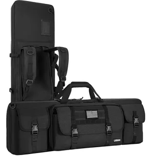 AKOZLIN Doppelter Gewehrkoffer, tragbarer Langer Gewehrtaschen-Rucksack mit 3 Aufbewahrungstaschen für Jagdschießen im Freien, Transport von Schusswaffen