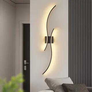 Homefire LED Wandleuchte Innen 100cm - 14W Wandlampe Schwarz Flurlampe Wand Modern Design 3000K Warmweiß Minimalistische Wandbeleuchtung für Schlafzimmer Wohnzimmer Küche Treppenhaus Flur