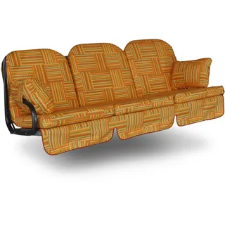 ANGERER Freizeitmöbel GmbH Hollywoodschaukel Auflage Deluxe - passend für viele 3-Sitzer Hollywoodschaukeln - Schaukelauflage Made in Germany (Orange Gemustert)
