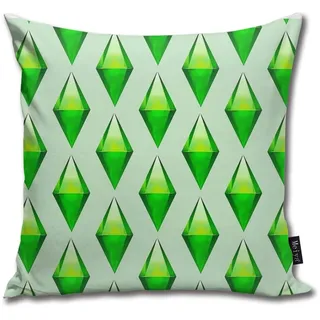QMS CONTRACTING LIMITED The Sims Plumbob Print Pillowcase Home Life Cotton Cushion Case 18 x 18 inches
