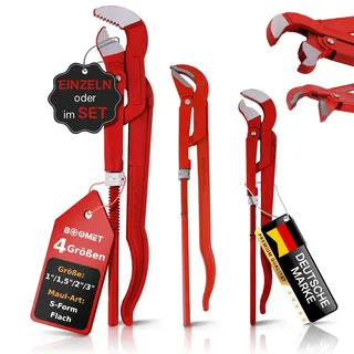 BOOMET Rohrzange 1,5 Zoll · Eckrohrzange Länge 42cm · Set und Einzeln · 45 Grad abgewinkelte Wasserpumpenzange · Zangenschlüssel Wasserrohrzange Armaturenzange gross