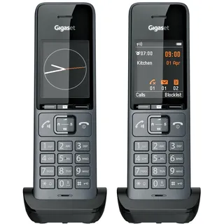 Gigaset Comfort 520HX Duo - 2 DECT-Mobilteile mit Ladeschale - Fritzbox-kompatiel, Schnurloses Telefon für Router & DECT-Basis, titan-schwarz [Kompatibel in DE, IT, FR, NL, BE, CHE, AUT] [Ohne Basis]