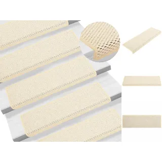 vidaXL Treppenmatten Selbstklebend Sisal-Optik 15 Stk. 65x21x4cm Creme