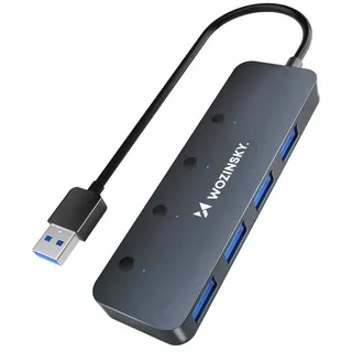 wozinsky WHS080YSS 4 x USB-A Hub mit Schaltern - Grau
