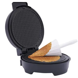 PUDLOR Waffeleisen 1200W Waffelautomat Eiswaffel mit Kegel Hörncheneisen, Antihaftbeschichtet für dünne Eiswaffel