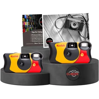 Clikoze Einwegkameras Multipack – inkl. 2 Stück Kodak Funsaver Einmal Fotoapparat Einwegkameras 35 mm mit 39 Belichtungen, Günstig und Clikoze Fotografie-Tipps-Karte