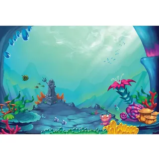 Renaiss 2.5x1.8m Unterwasserwelt Fotografie Hintergrund unter dem Meer Fisch Meerespflanzen Hintergrund Ozean Meerjungfrau Kindergeburtstag Party Dekoration Banner Vinyl Foto Video Requisiten