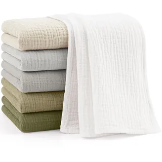 Bearmoss Moltontücher Baby 100% Baumwolle Weiche Spucktücher Baby,Atmungsaktiv und Extrem Saugfähig Musselin Tuch für Saugstark Mulltücher 6er 60x60 cm (Grau-Grün)