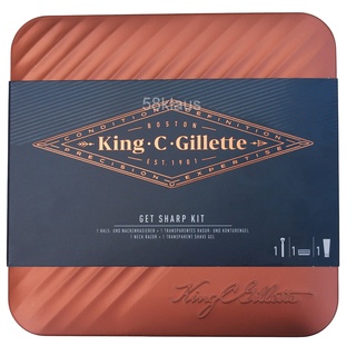 King C Gillette Herrenrasierer Set inkl Skinguard Klinge + Shave Gel (Sharp Kit)