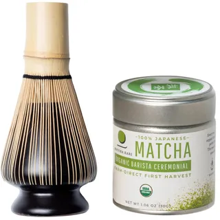 Dr. Weil Matcha Kari – Mini-Matcha-Teeset – Bio-Barista-Pulverdose, japanisches Matcha-Pulverdose, Bambus-Matcha-Schneebesen und Schneebesenhalter-Set – Schwarz