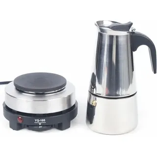 Gojoy KLOOLIVE Elektrisch Espressokocher Edelstahl Espressokanne Kaffeekanne 220V mit Elektroherd 300ml 6 Tassen