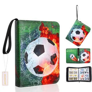 FußballSammelalbum, Sammelalbum für Karten, 480 Karten Kapazität, 4 Taschen, Wasserdicht Karten Halter Heft Ordner, kompatibel mit allen Arten von Fußballkarten, Sammelkarten, Sport Karten(Fußball)