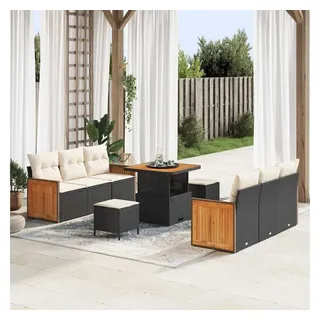 vidaXL Garten-Loungesofa-Set 9-tlg. schwarz/creme