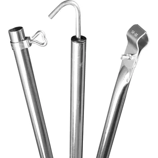 6 STÜCK - Dachhakenstange Zeltstange - mit Klemme und Haken - Stahl - teleskopierbar 210-290 cm - 22/19mm - 3 Teile - leicht - stabil - Ersatz Gestänge Zelt Vorzelt Camping Teleskopstange Dachstange