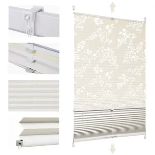 Sekey Plissee Doppelplissee Day+Night Verdunkelung ohne Bohren verspannt Lichtschutz, verdunkelnd, Klemmfix, ohne Bohren, Klemmfix, Lichtdurchlässig Ausbrenner-Muster und 100% Verdunkelnd Verdunkelung beige 100 cm x 120 cm