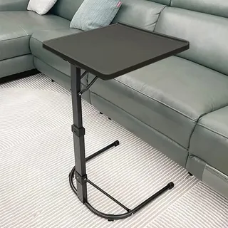 Supfine Betttisch für Laptop, Stehtisch mit Rollen, höhenverstellbar, Computertisch, klappbar, Betttische zur Unterstützung der Autonomie (Schwarz, 43 x 43 x 58 – 69 cm)