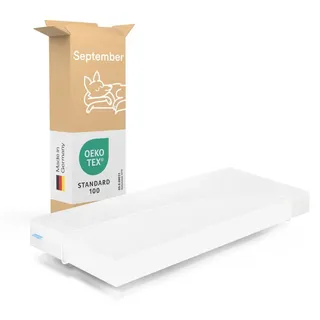 September – Matratze 70x140 cm Komfortschaum mit 14 cm Höhe – Komfortschaummatratze mittelweicher Härtegrad H2/H3 für Betten, Boxspringbetten – Oeko-TEX® Standard 100 zert. – Bezug bei 60°C waschbar